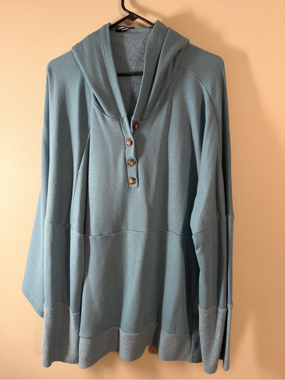 HEIMISH USA Light Blue Hooded Pullover with Button Placket